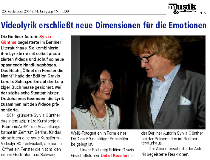Musikzeitung 25 September 2014 | Sylvia Günther